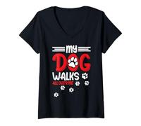 Women's My Dog Walks All Over Me V-Neck T-Shirt