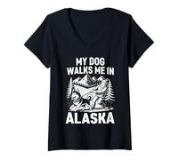 Womens My Dog Walks Me in Alaska V-Neck T-Shirt