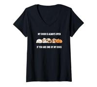 Women's My Door Always Open Dogs V-Neck T-Shirt
