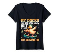 Womens My Ducks Not in a Row - Quirky Life Chaos design V-Neck T-Shirt