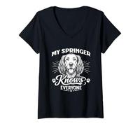 Women's My English Springer Spaniel Knows Everyone V-Neck T-Shirt
