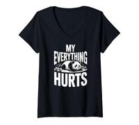Women's My Everything Hurts Funny Panda Fitness Instructor V-Neck T-Shirt