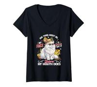 Women's My Face is Gonna Say It Before Mouth Does Funny Joke Cat V-Neck T-Shirt