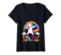 Womens My Farts Are Magical Dabbing Unicorn Rainbow Proud LGBT V-Neck T-Shirt
