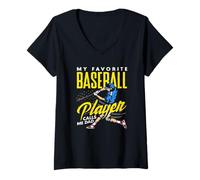 Women's My Favorite Baseball Player Calls Me Dad Sports V-Neck T-Shirt