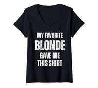 Womens My Favorite Blonde Gave Me This Shirt Funny Girlfriend Wife V-Neck T-Shirt
