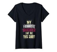 Womens My Favorite Daughter Got Me This Parents Vintage Dad Mom V-Neck T-Shirt