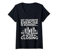 Womens My Favorite Exercise is Running to The Bank After Closing V-Neck T-Shirt