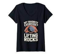 Womens My Favorite Exercise Lifting Rocks Funny Rockhound Geology V-Neck T-Shirt