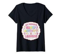 Women's My Favorite Group Activity is Leaving Funny Womens Floral V-Neck T-Shirt