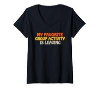 Women's My Favorite Group Activity is Leaving Introvert Funny Saying V-Neck T-Shirt