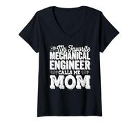 Women's My Favorite Mechanical Engineer Calls Me Mom Mothers Day V-Neck T-Shirt