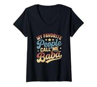 Women's My Favorite People Call Me Baba Vintage Persian Grandpa V-Neck T-Shirt