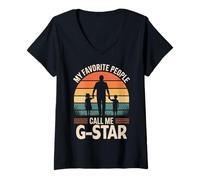 Women's My Favorite People Call Me G-Star Retro Sunset V-Neck T-Shirt