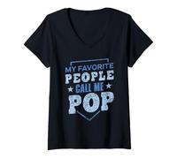 Womens My Favorite People Call Me Pop Father's Day Father Dad Daddy V-Neck T-Shirt