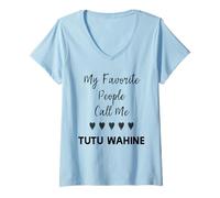 Womens My Favorite People Call Me Tutu Wahine Aunt Grandma Mom V-Neck T-Shirt