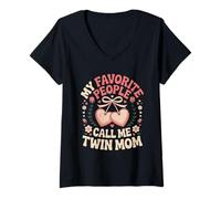 Women's My Favorite People Call Me Twin Mom V-Neck T-Shirt