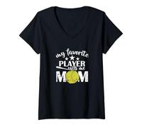 Women's My Favorite Player Calls Me Mom V-Neck T-Shirt