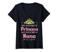 Womens My Favorite Princess Calls Me Nana Mother Grandma Funny V-Neck T-Shirt