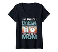Womens My Favorite Project Manager Calls Me Mom V-Neck T-Shirt