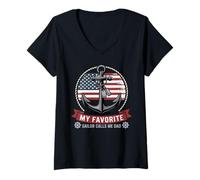 Womens My Favorite Sailor Calls Me Dad V-Neck T-Shirt