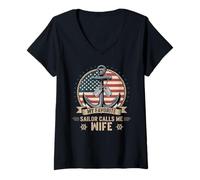 Womens My Favorite Sailor Calls Me Wife V-Neck T-Shirt