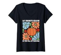 Womens My Favorite Season is Fall of Fascism No Kings Anti Fascism V-Neck T-Shirt