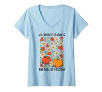 Womens My Favorite Season is The Fall Fascism No Kings in America V-Neck T-Shirt