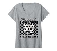 Womens My Favorite Soccer Player Calls Me Mom Mama Mother's Day V-Neck T-Shirt