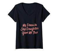 Women's My Favorite Step Daughter Gave Me This Gifts for Stepmom V-Neck T-Shirt