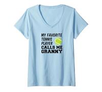 Women's My Favorite Tennis Player Calls Me Granny V-Neck T-Shirt