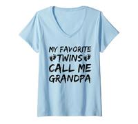 Womens My Favorite Twins Call Me Grandpa Funny Twin Grandpa quote V-Neck T-Shirt