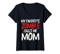 Womens My favorite Zombie call me Mom of Zombie V-Neck T-Shirt