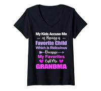Womens My Favorites Call Me Grandma Funny Grandma Birthday V-Neck T-Shirt