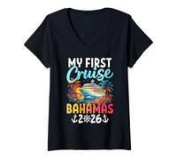 Women's My First Cruise Bahamas 2026 First Time Cruiser Trip V-Neck T-Shirt