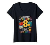 Women's My First Day of 3rd Grade I Am Kind I Listen School V-Neck T-Shirt