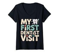 Women's My First Dentist Visit Kids Toothbrush Smile V-Neck T-Shirt
