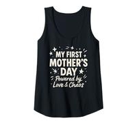 Womens My First Mother's Day Powered By Love & Chaos - Mama Tank Top