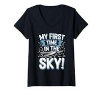 Women's My First Plane Ride First Time Flying Adventure V-Neck T-Shirt