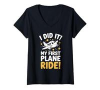Women's My First Plane Ride First Time Flying Adventure V-Neck T-Shirt