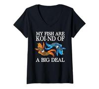 Women's My Fish are Koi-nd of A Big Deal Funny Koi Keeper V-Neck T-Shirt