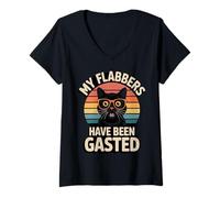 Women's My Flabbers Have Been Gasted Cat Funny Black Cat Retro V-Neck T-Shirt