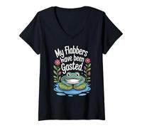 Womens My Flabbers Have Been Gasted Frog Humor V-Neck T-Shirt