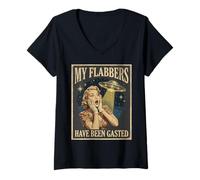 Women's My Flabbers Have Been Gasted Retro UFO Alien Meme V-Neck T-Shirt