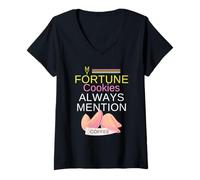 Womens My Fortune Cookies Always Mention Coffee Caffeine Addicts V-Neck T-Shirt