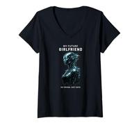 Women's My Future Girlfriend No Drama Just Data Funny AI Robot V-Neck T-Shirt