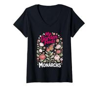 Women's My Garden Feeds Monarchs Butterfly Monarch Milkweed V-Neck T-Shirt