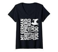 Women's My German Shepherd Tilts Its Head Just Like You Do V-Neck T-Shirt