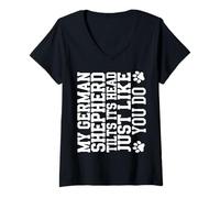Women's My German Shepherd Tilts Its Head Just Like You Do V-Neck T-Shirt