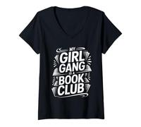 Womens My Girl Gang is A Book Club Reader Squad Literary - V-Neck T-Shirt